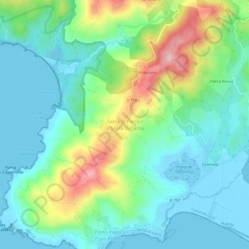 Serra di Ferro topographic map, elevation, terrain