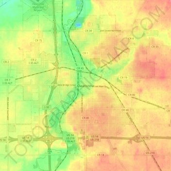 Owatonna topographic map, elevation, terrain