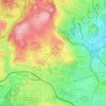 São Brás topographic map, elevation, terrain
