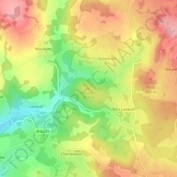 Puy Gros topographic map, elevation, terrain