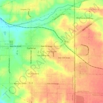 East Galena topographic map, elevation, terrain