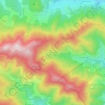 Haute Valette topographic map, elevation, terrain