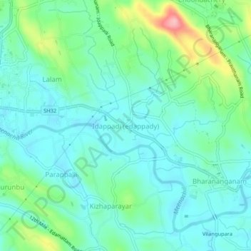 Idappadi (Edappady) topographic map, elevation, terrain