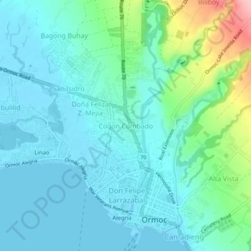 Cogon Combado topographic map, elevation, terrain