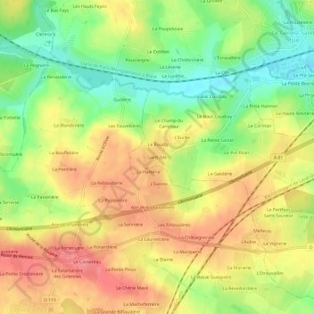 Saint-Isle topographic map, elevation, terrain