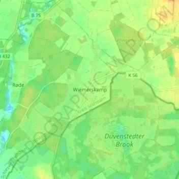 Wiemerskamp topographic map, elevation, terrain