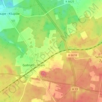 Gollmitzer Ausbau topographic map, elevation, terrain