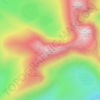 Caher topographic map, elevation, terrain