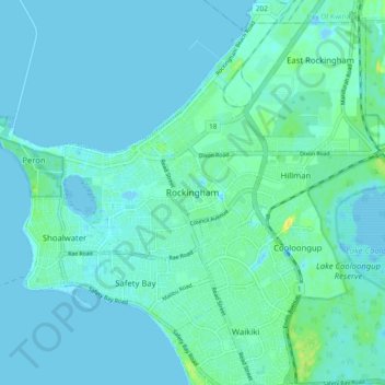 Rockingham topographic map, elevation, terrain