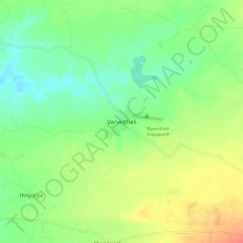 Vanasthali topographic map, elevation, terrain