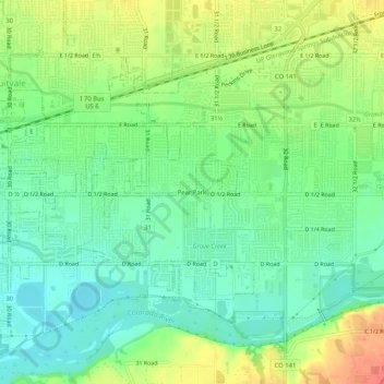 Pear Park topographic map, elevation, terrain