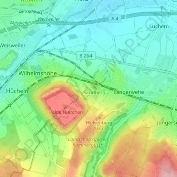 Gut Merberich topographic map, elevation, terrain