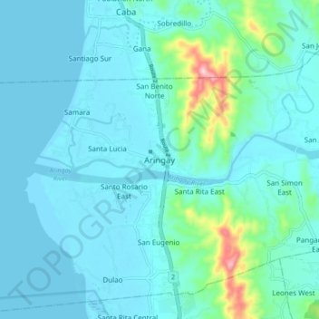 Aringay topographic map, elevation, terrain