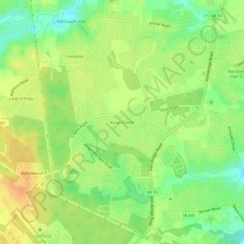 Kings Forest topographic map, elevation, terrain