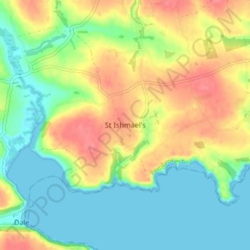 St Ishmaels topographic map, elevation, terrain
