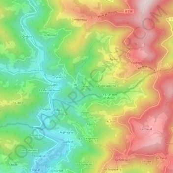 Molières topographic map, elevation, terrain