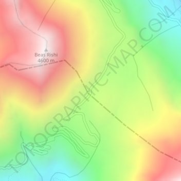 Rohtang Pass topographic map, elevation, terrain