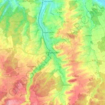 Ochsenhausen topographic map, elevation, terrain