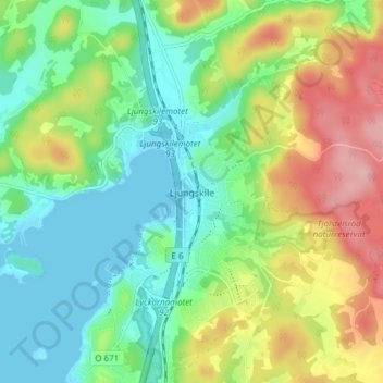 Ljungskile topographic map, elevation, terrain