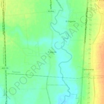 El Aguila topographic map, elevation, terrain