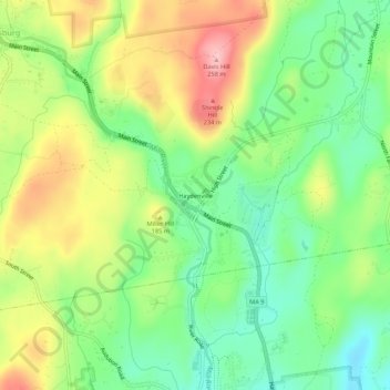 Haydenville topographic map, elevation, terrain