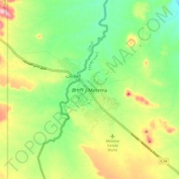 Metemma topographic map, elevation, terrain