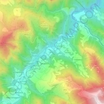 Ceretola topographic map, elevation, terrain