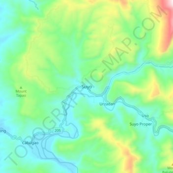 Suyo topographic map, elevation, terrain