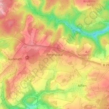 Peterskaul topographic map, elevation, terrain