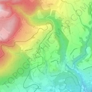 Le Muids topographic map, elevation, terrain