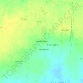 Mbin Diomaye topographic map, elevation, terrain