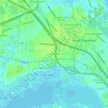 Dorchester topographic map, elevation, terrain