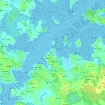 Saint-Cado topographic map, elevation, terrain