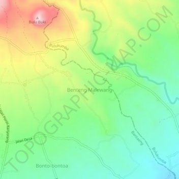 Benteng Malewang topographic map, elevation, terrain