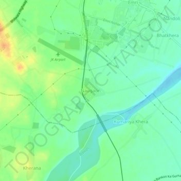 Naugaon topographic map, elevation, terrain