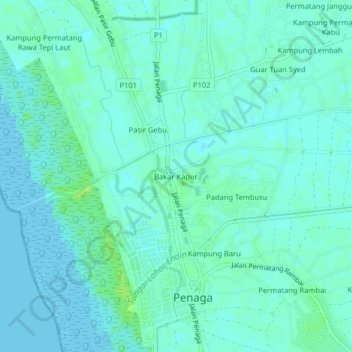 Bakar Kapur topographic map, elevation, terrain