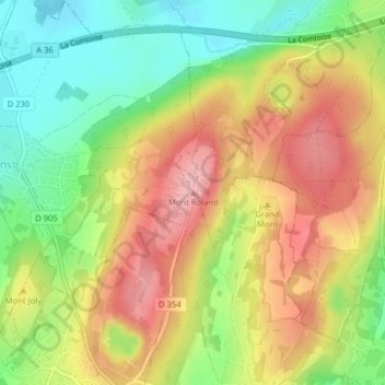 Mont Roland topographic map, elevation, terrain