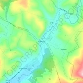 Champion topographic map, elevation, terrain