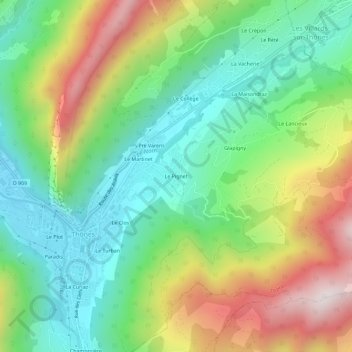 Le Pignet topographic map, elevation, terrain