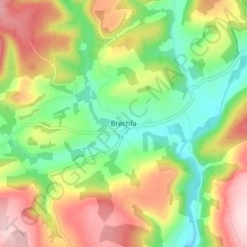 Brechfa topographic map, elevation, terrain