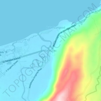Santiago topographic map, elevation, terrain