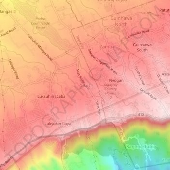Sikat topographic map, elevation, terrain