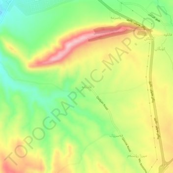 Qadyana topographic map, elevation, terrain