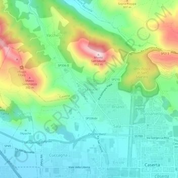 San Leucio-complex topographic map, elevation, terrain