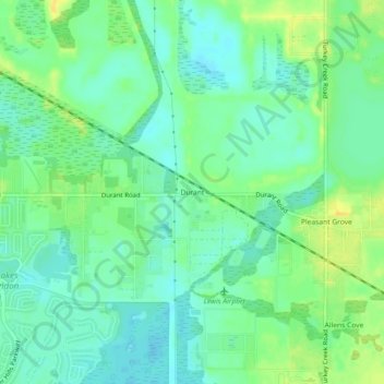 Durant topographic map, elevation, terrain
