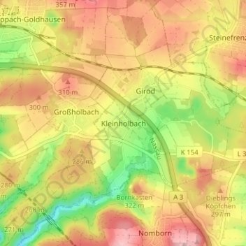 Kleinholbach topographic map, elevation, terrain