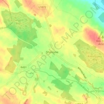 Shinrone topographic map, elevation, terrain