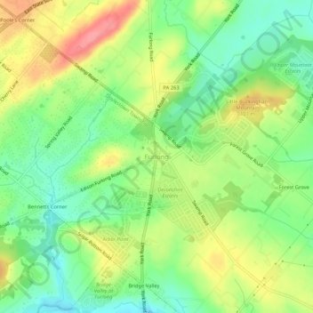 Furlong topographic map, elevation, terrain
