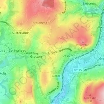 Lydgate topographic map, elevation, terrain