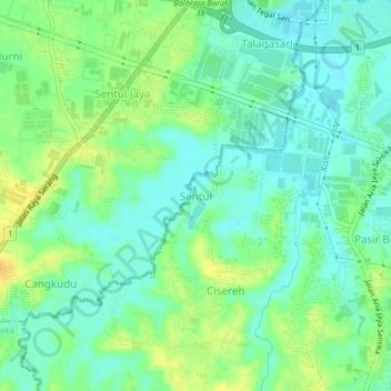 Sentul topographic map, elevation, terrain